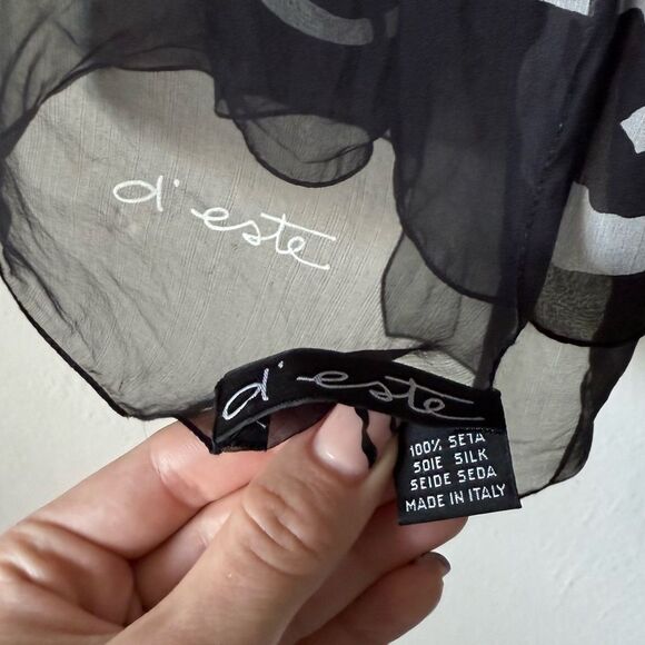 Authentic Marina D'este Black White Scarf Zebra Silk - Picture 7 of 8